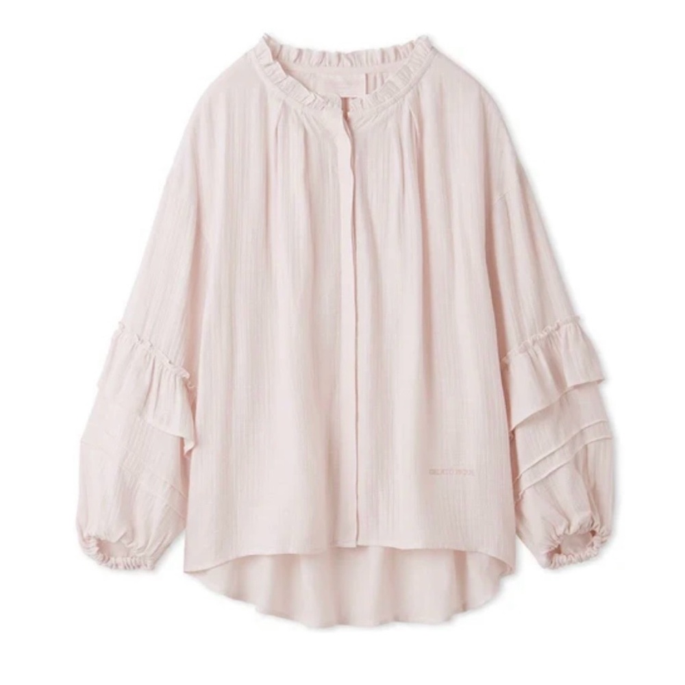 Gelato Pique Women's Ruffled pink Spring Blouse +  lounge shorts set